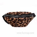 Girls Winter Bag Women Leopard Grain Fuzzy Waist Pack Simple Tassel Bum Belt Faux Furry Chest Bags Adjustable Fanny Pack